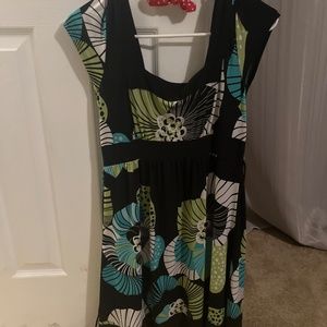 Lime green, black and aqua flower dress